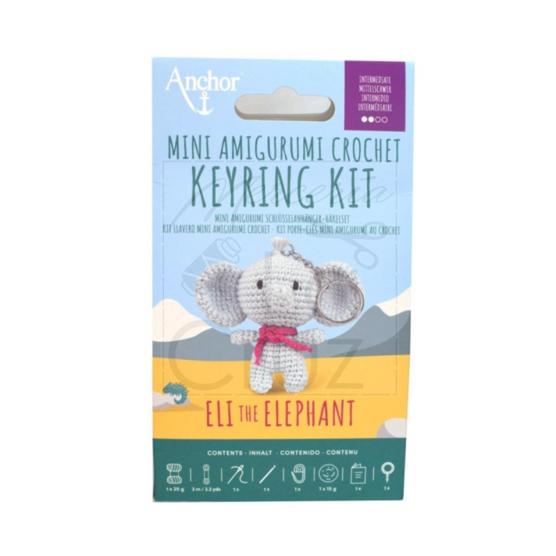 Kit llavero mini amigurumis crochet Eli the elephant
